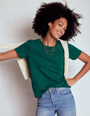 Cotton Puff Sleeve T-shirt - Drake Green