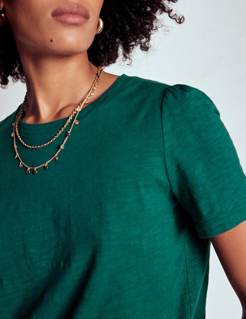 Cotton Puff Sleeve T-shirt - Drake Green