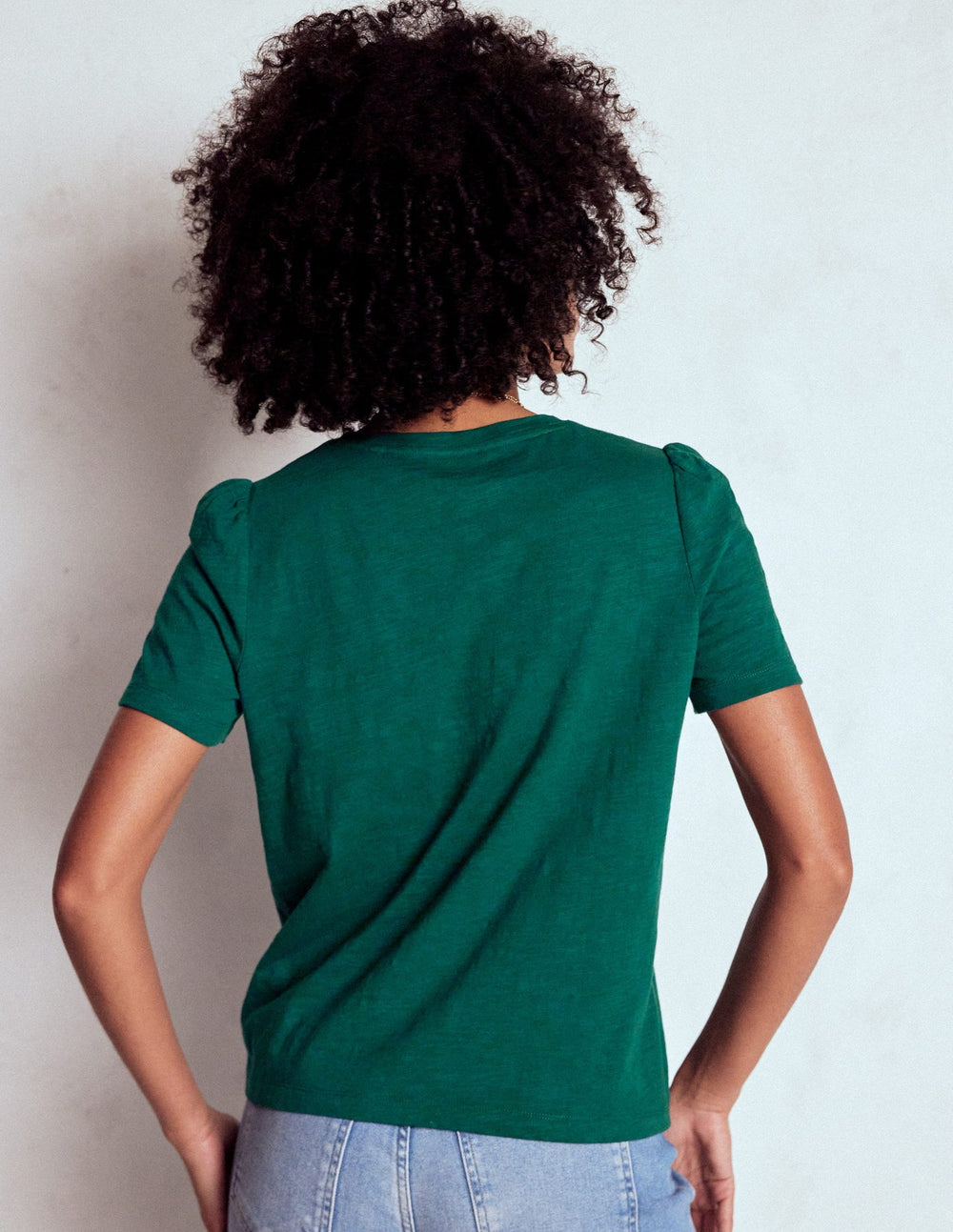 Cotton Puff Sleeve T-shirt - Drake Green