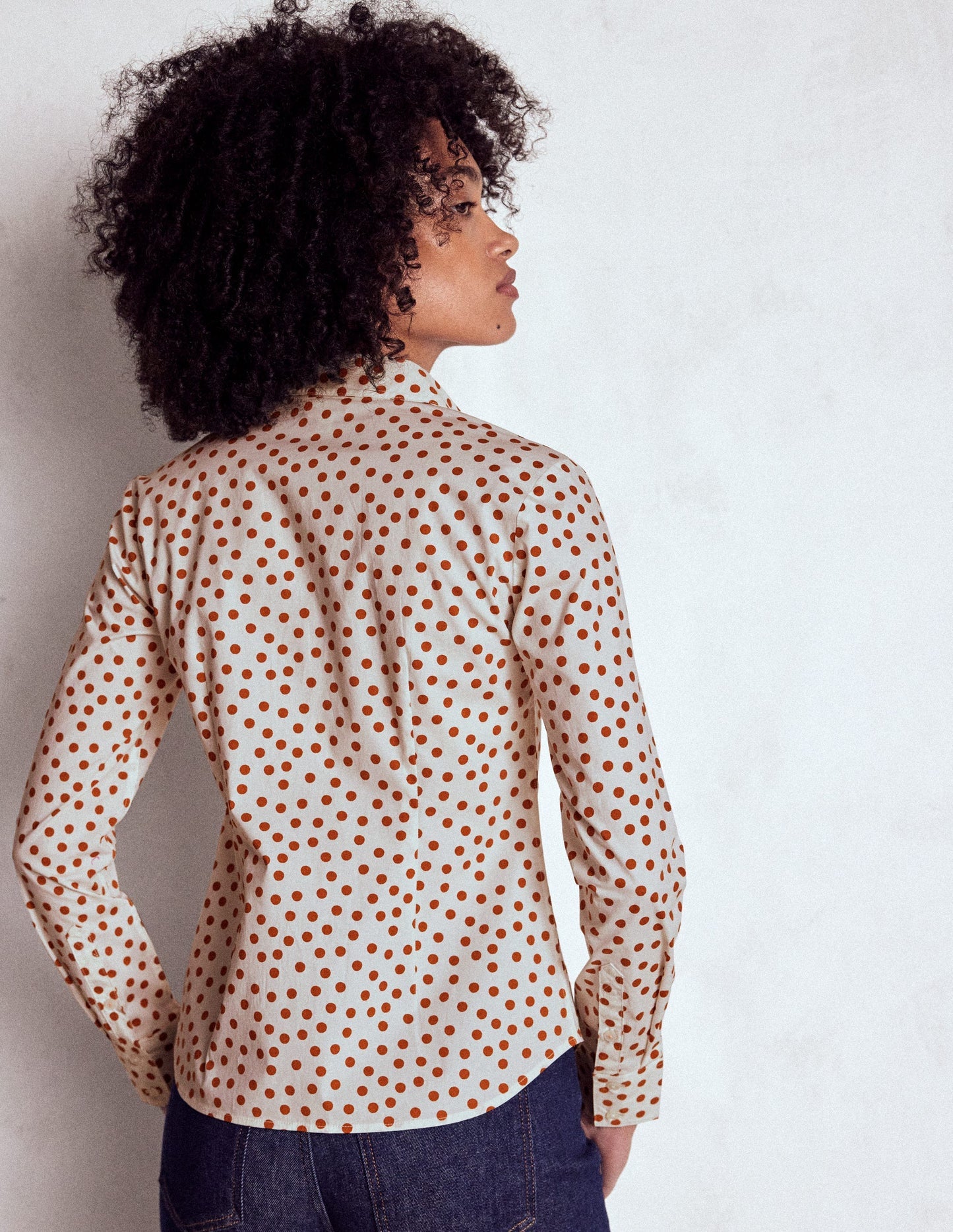 Saskia Stretch Cotton Shirt - Cognac, Painted Dot