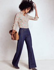 Saskia Stretch Cotton Shirt - Cognac, Painted Dot