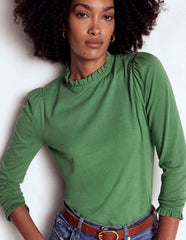 Supersoft Frill Detail Top - Newt Green