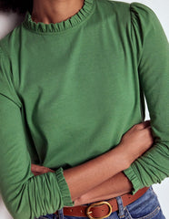 Supersoft Frill Detail Top - Newt Green