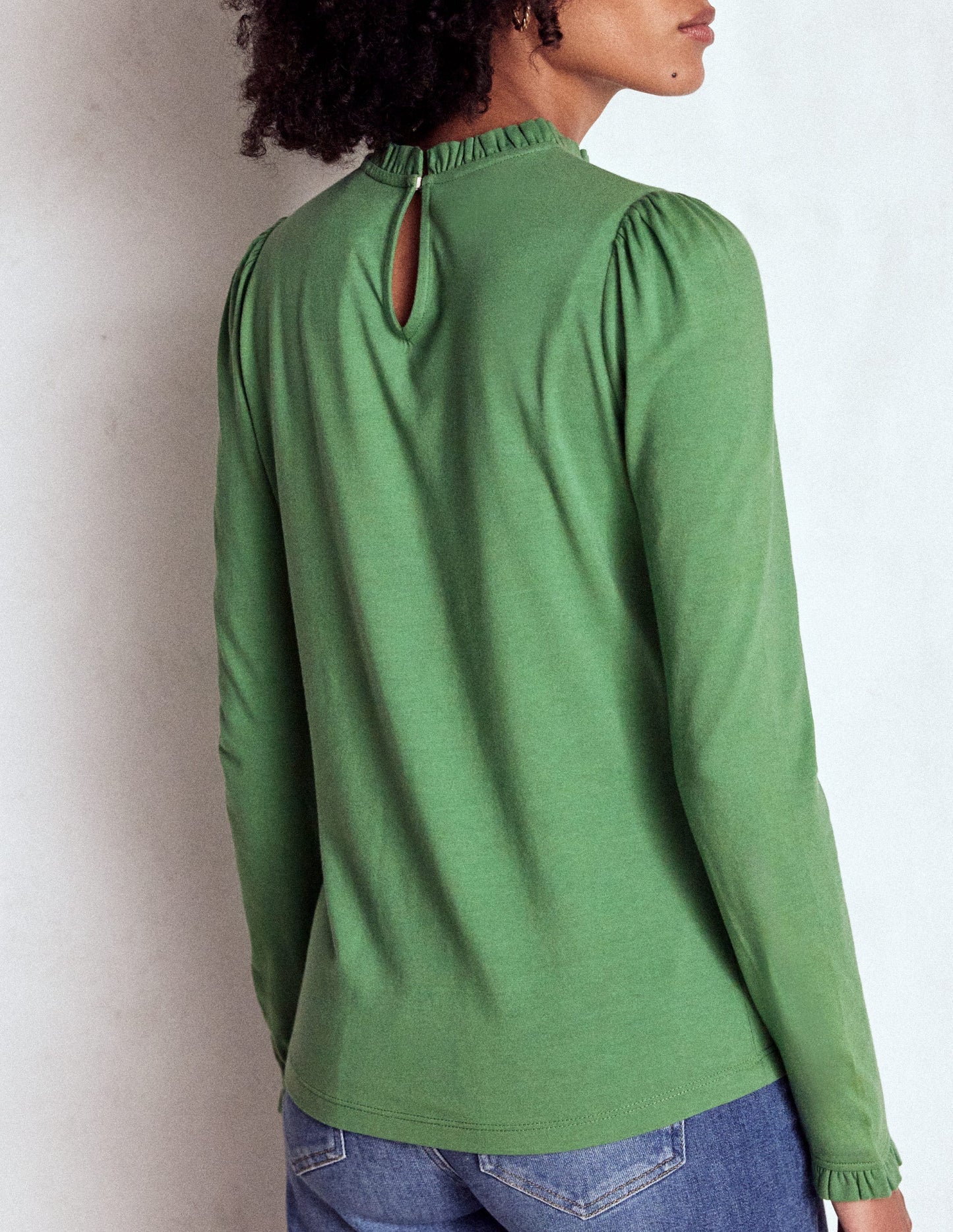 Supersoft Frill Detail Top - Newt Green