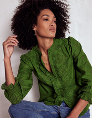 Alice Broderie Top - Promenade Green