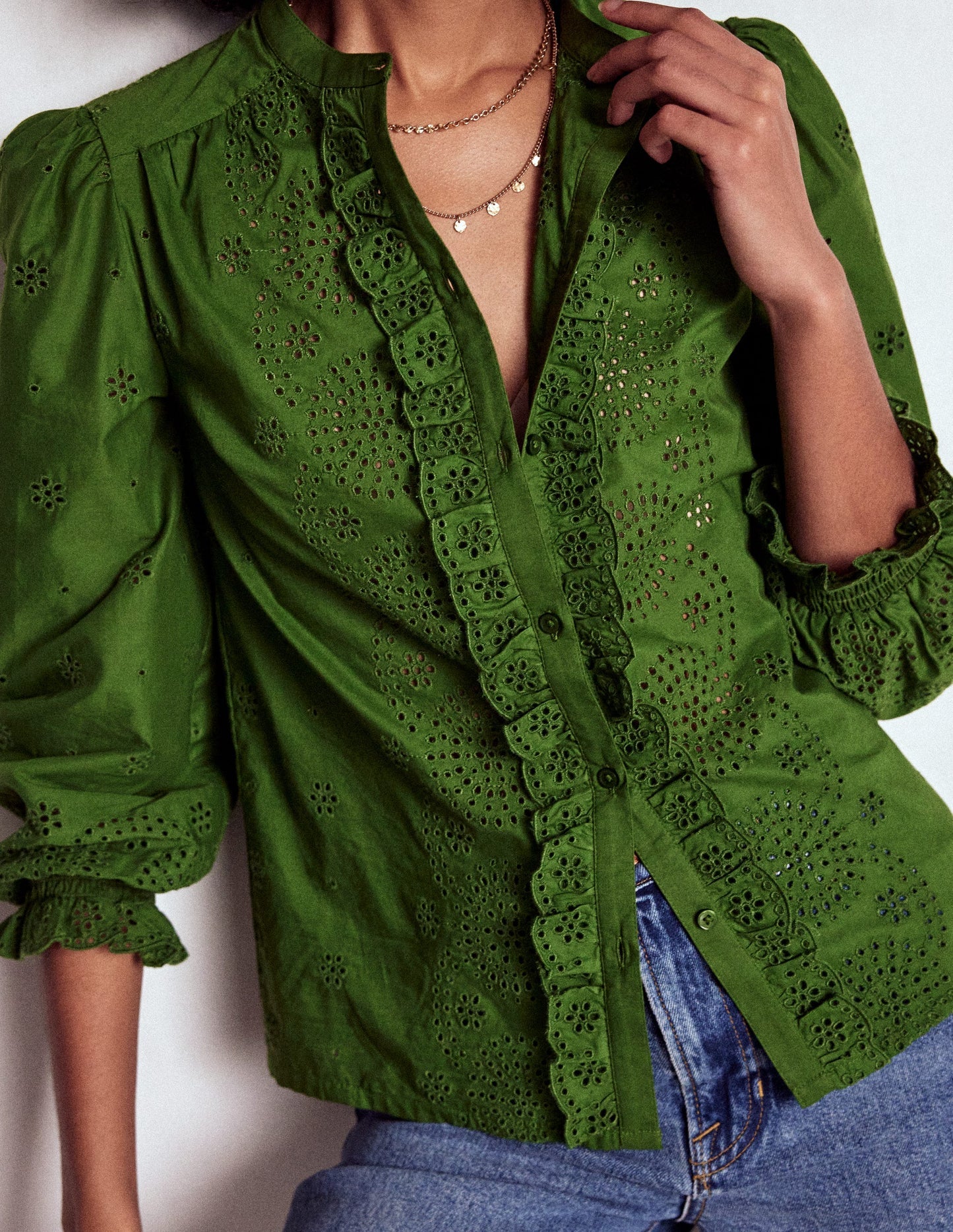 Alice Broderie Top - Promenade Green