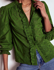 Alice Broderie Top - Promenade Green