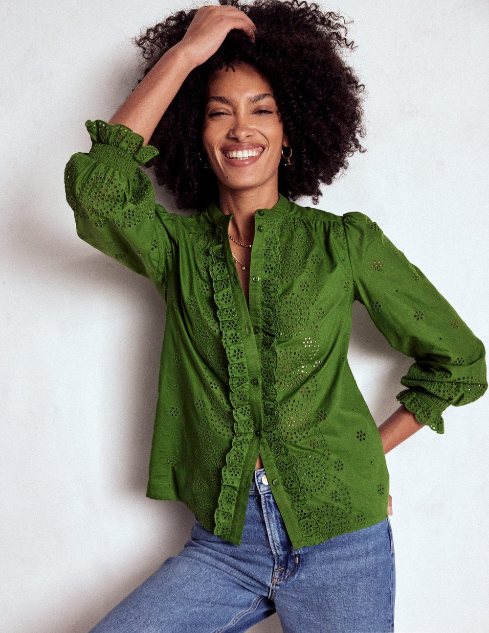 Alice Broderie Top - Promenade Green