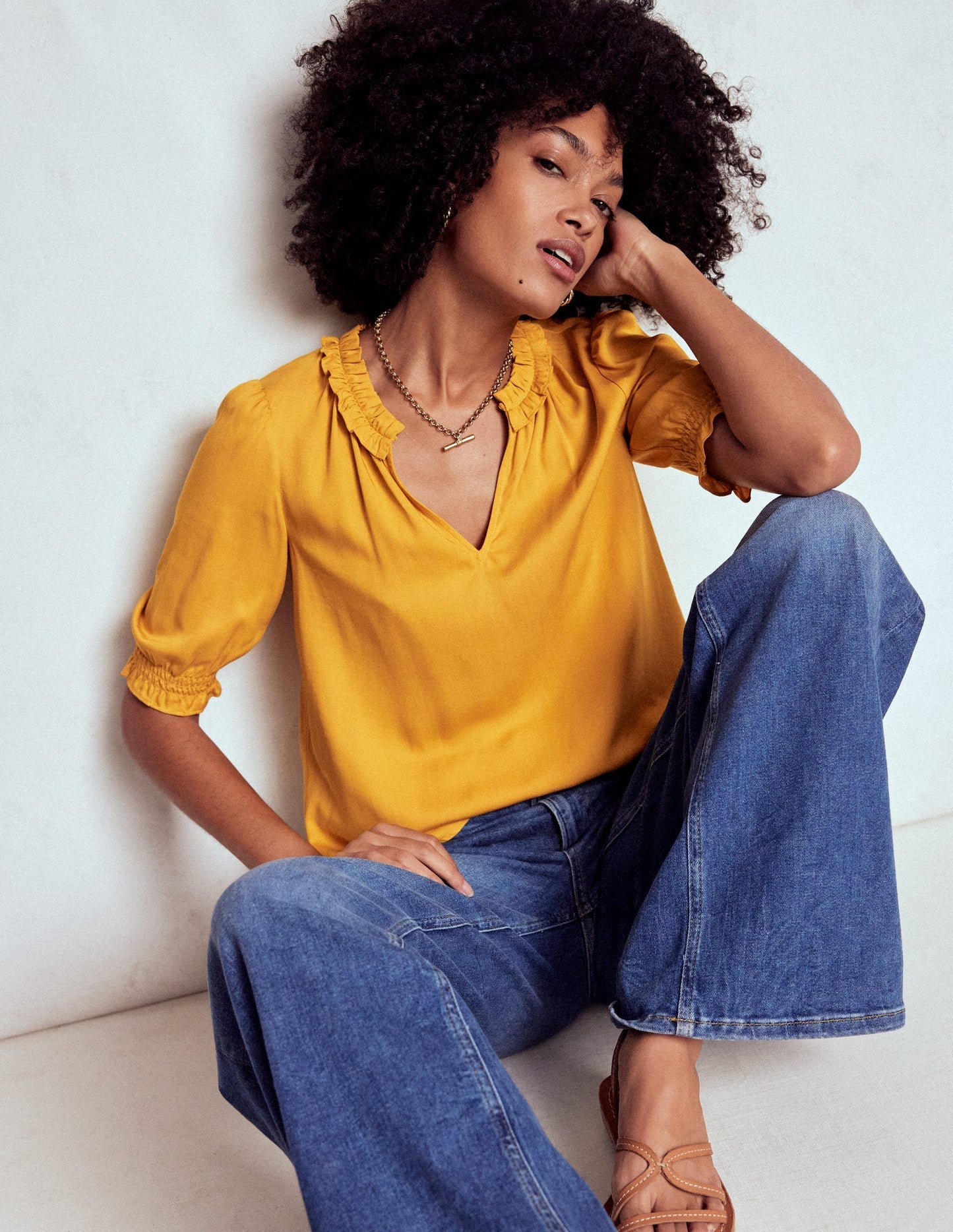 Ria Short Sleeve Top - Golden Rye