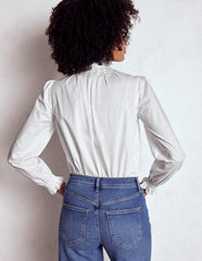 Lorna Pleated Cotton Top - White