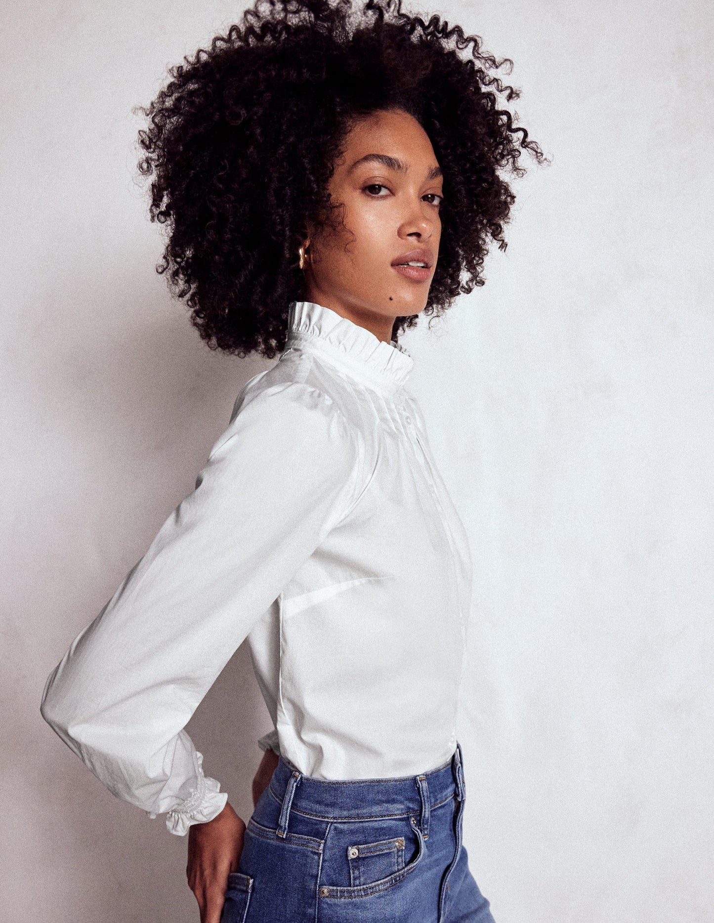 Lorna Pleated Cotton Top - White