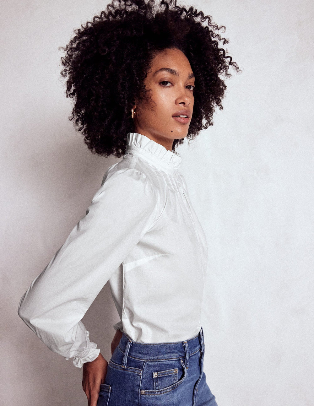 Lorna Pleated Cotton Top - White