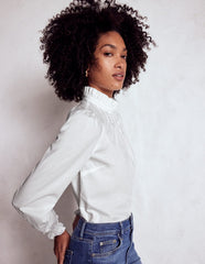 Lorna Pleated Cotton Top - White