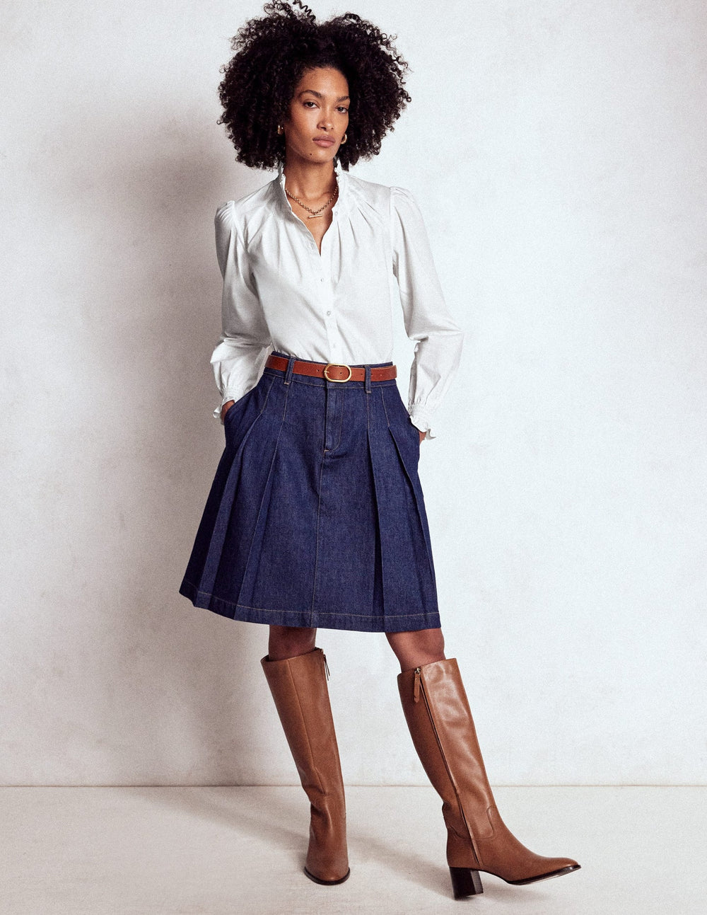Lorna Pleated Cotton Top - White