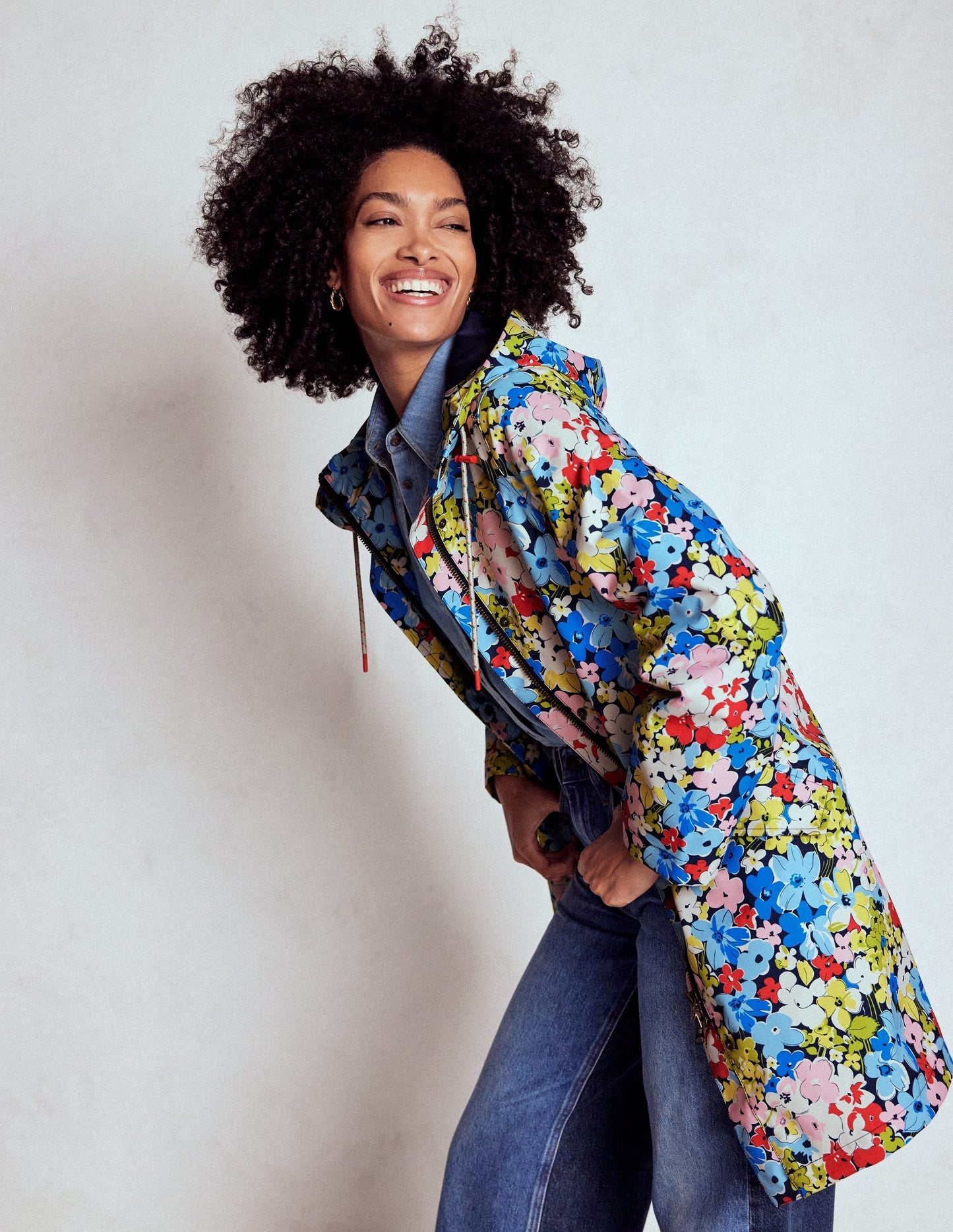Wells Waterproof Hooded Coat - Multi, Flowerbed Cluster