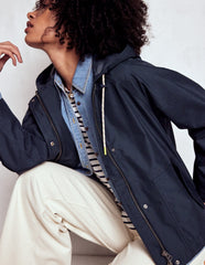 Cropped Rain Mac - Navy