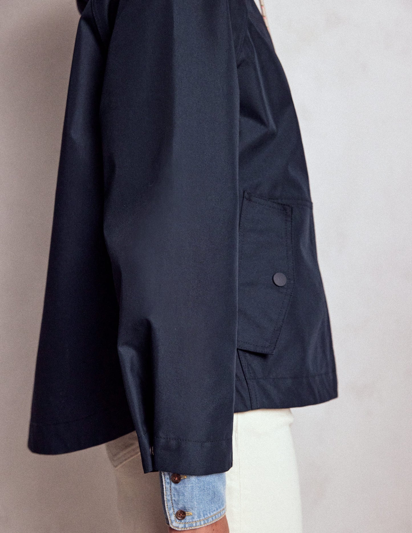 Cropped Rain Mac - Navy