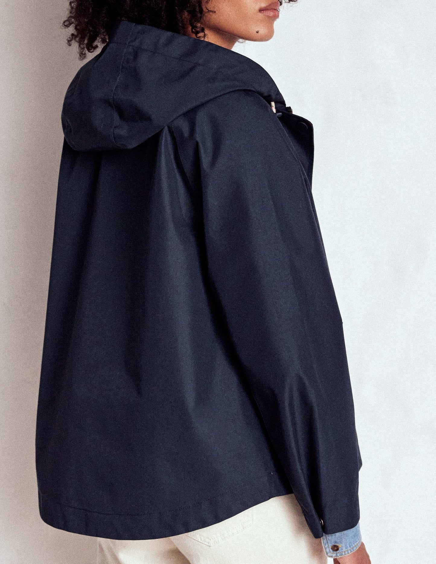 Cropped Rain Mac - Navy