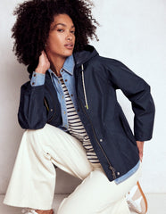 Cropped Rain Mac - Navy