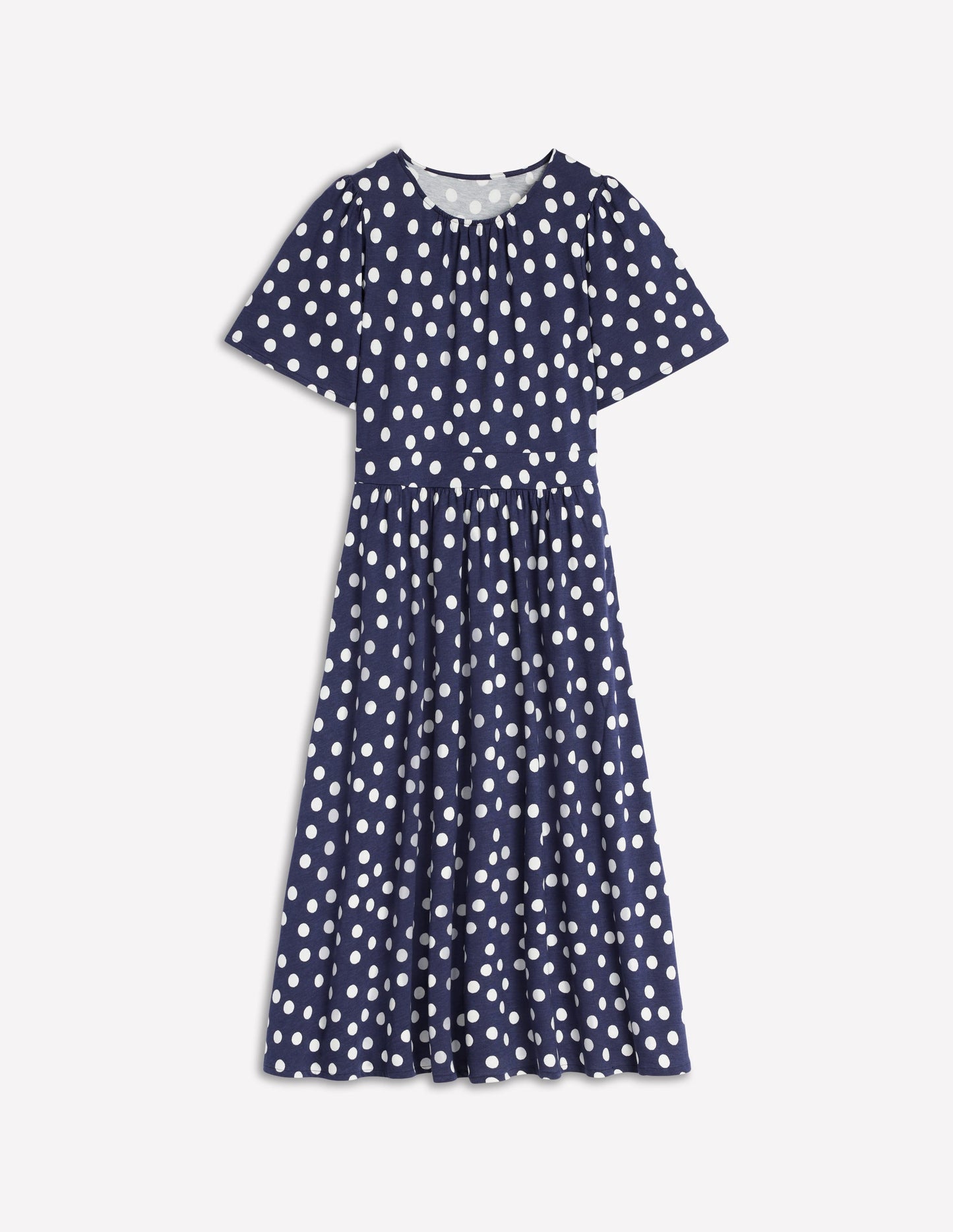 Louisa Jersey Midi Dress - French Navy, Painted Dot