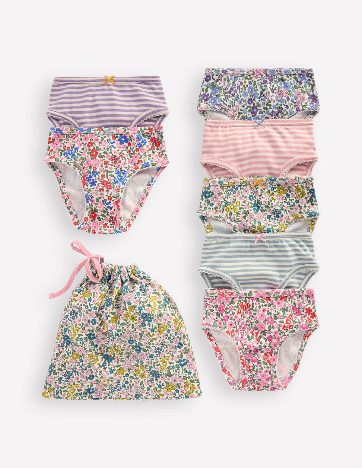 7 - Pack Underwear - Multi Floral/Stripe