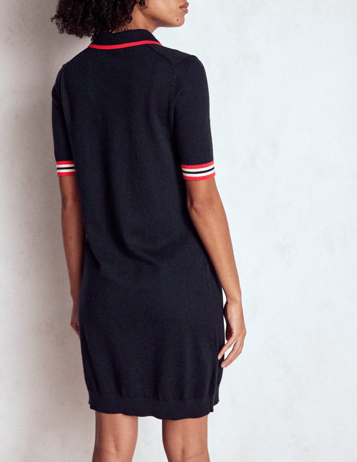 Tipped Henley Dress - Navy