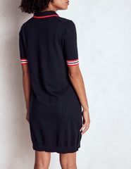 Tipped Henley Dress - Navy