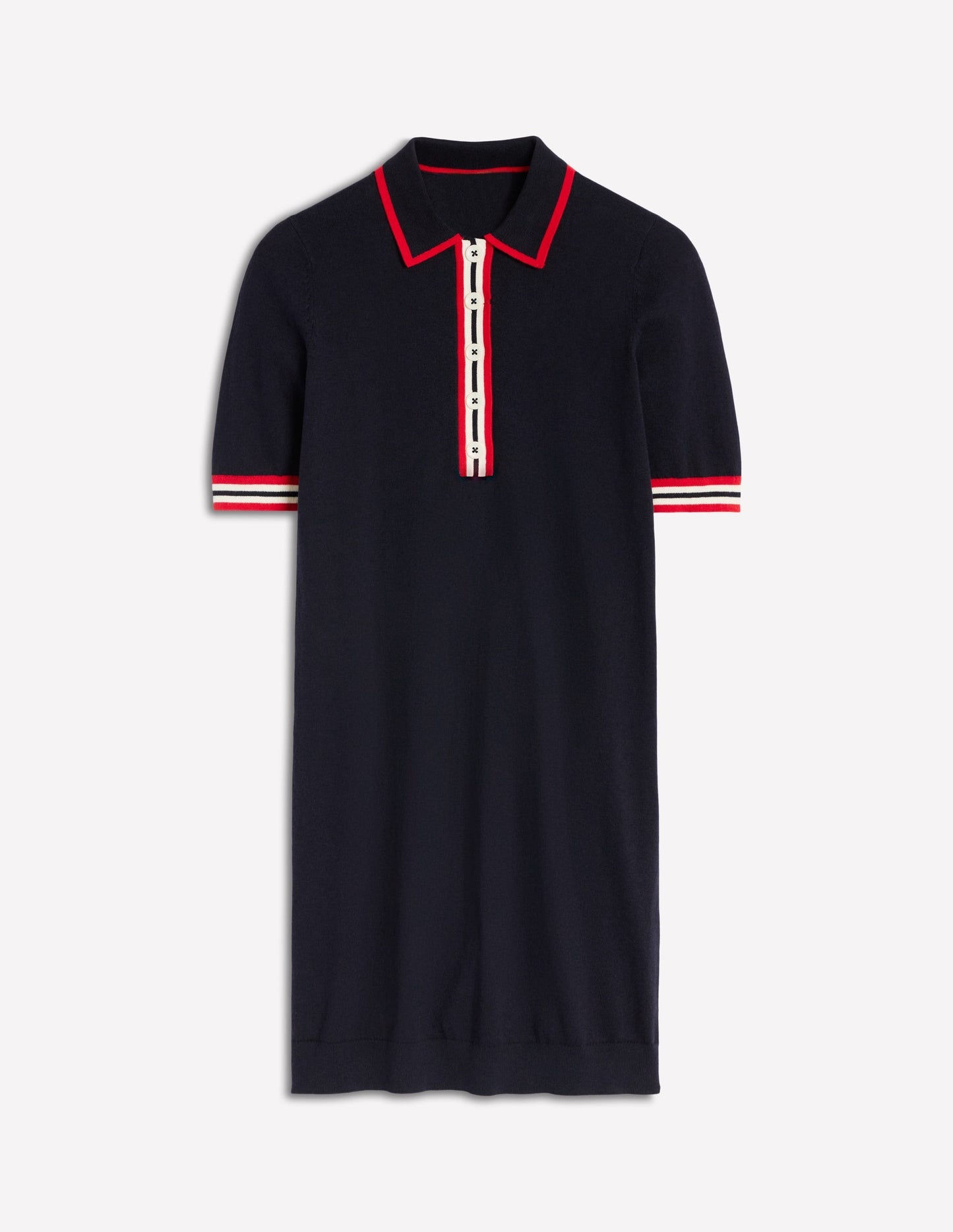 Tipped Henley Dress - Navy