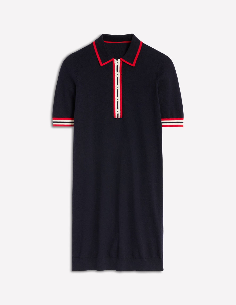 Tipped Henley Dress - Navy