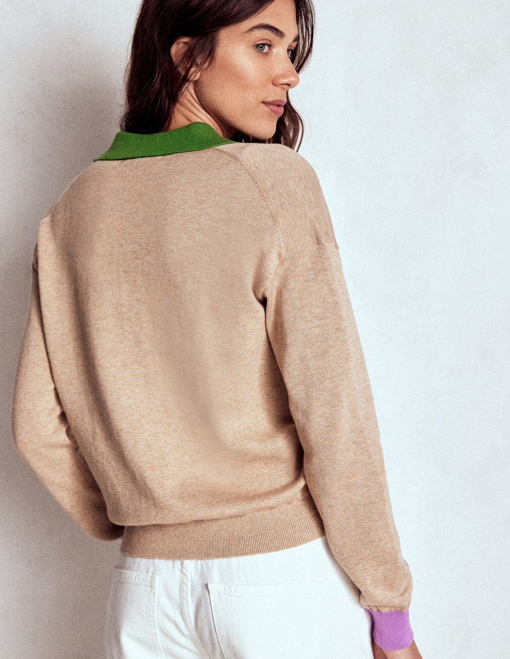 Lara Relaxed Cotton Henley - Chinchilla Melange