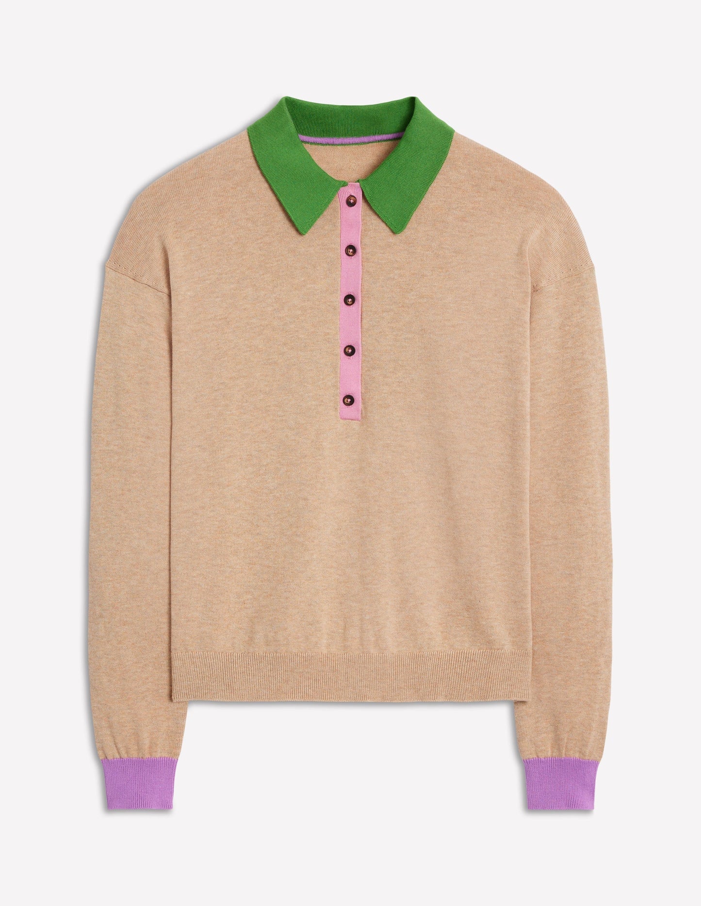 Lara Relaxed Cotton Henley - Chinchilla Melange