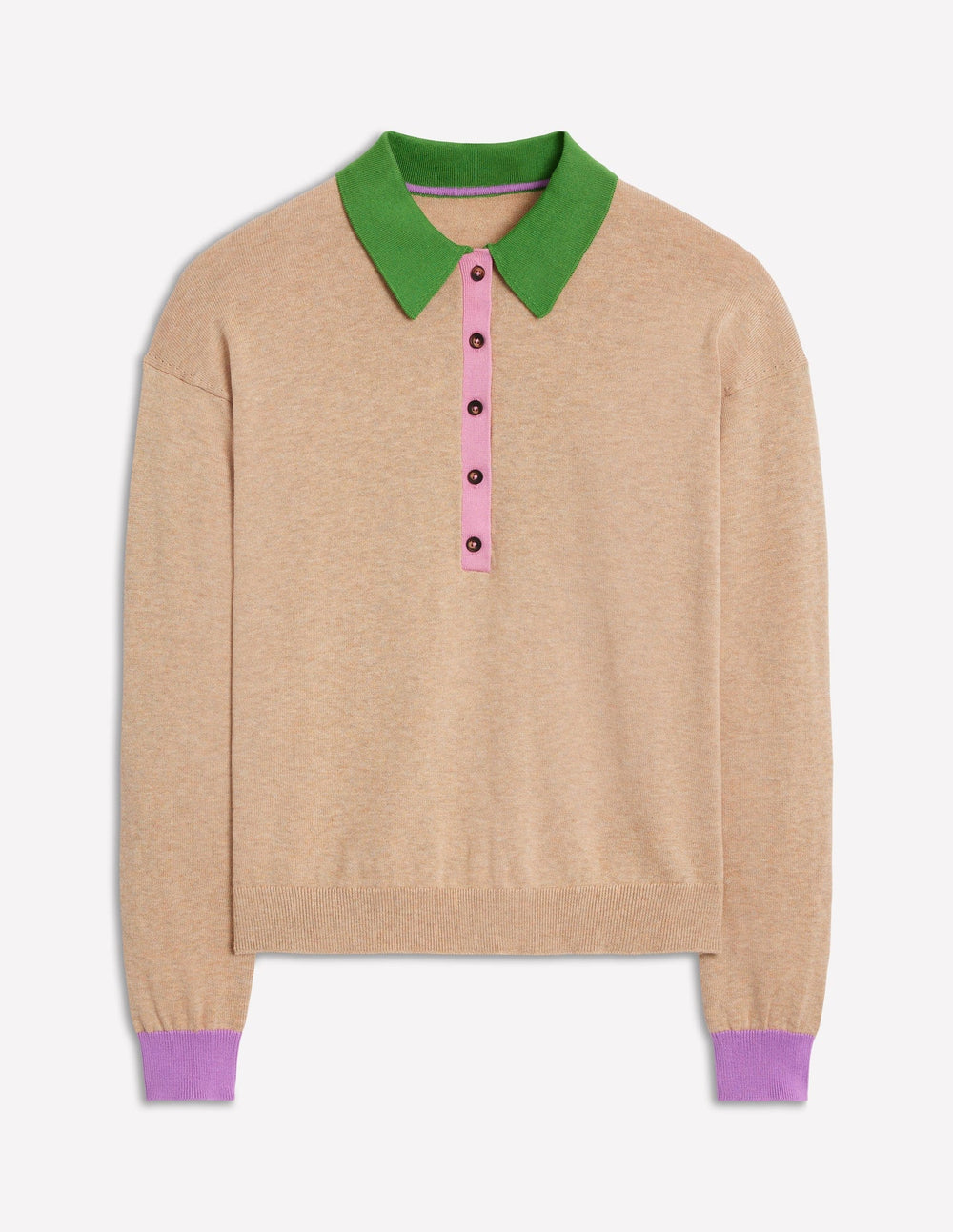 Lara Relaxed Cotton Henley - Chinchilla Melange