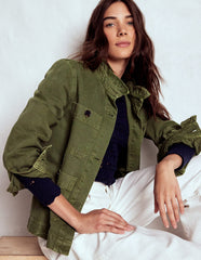Cotton Frill Collar Jacket - Woodland Green
