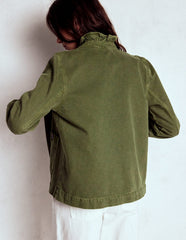 Cotton Frill Collar Jacket - Woodland Green