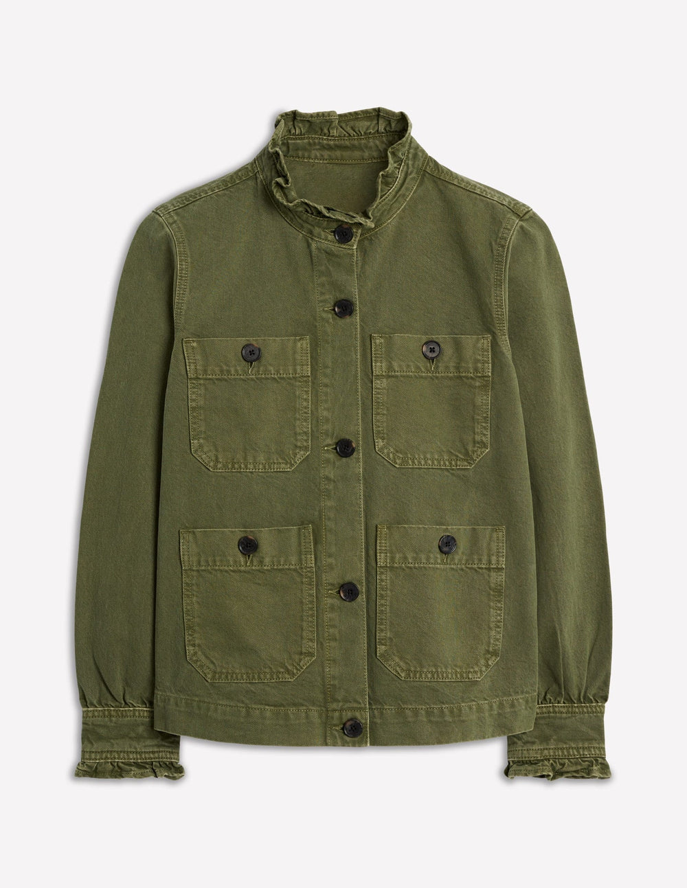 Cotton Frill Collar Jacket - Woodland Green