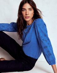 May Broderie Top - Cabana Blue