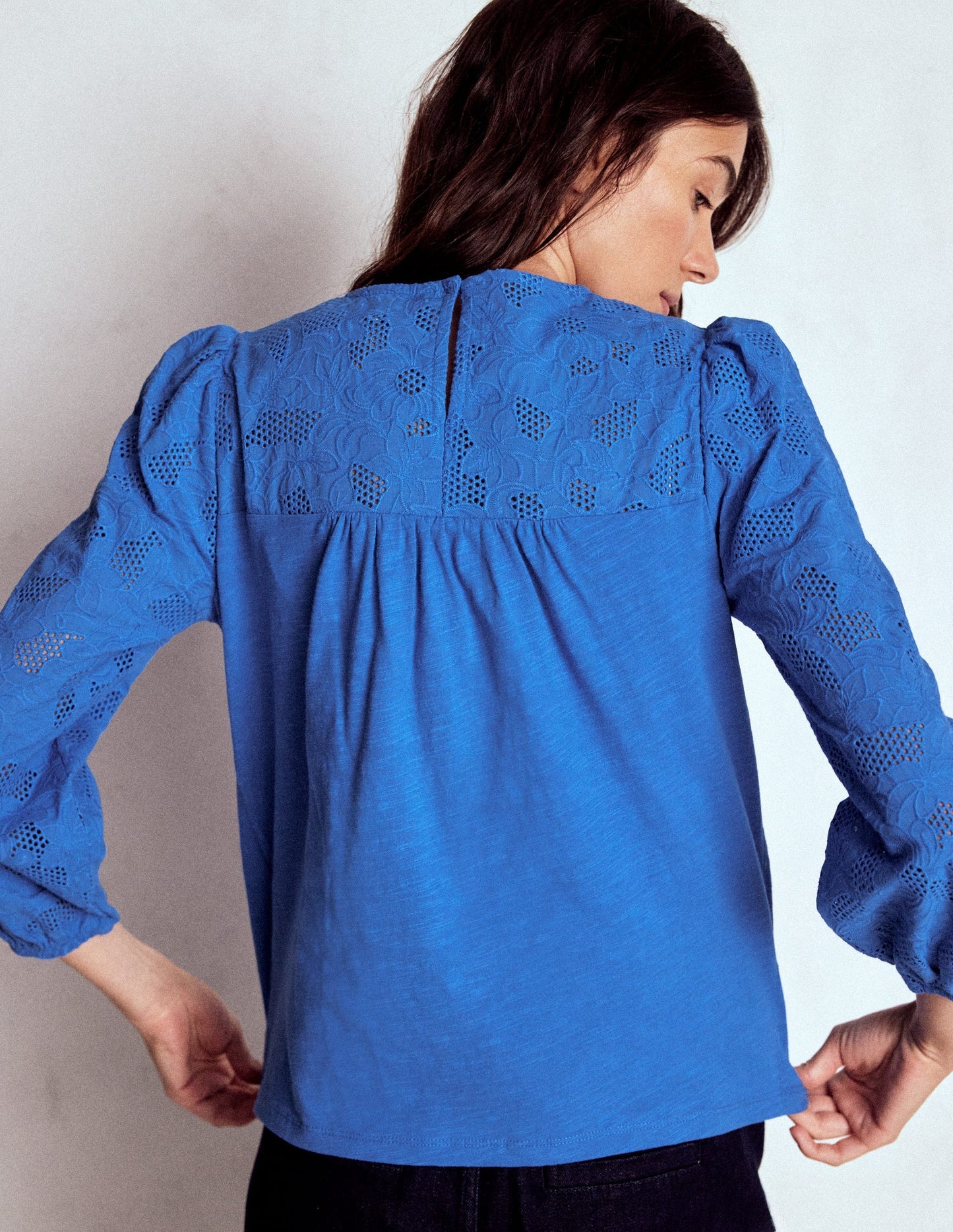 May Broderie Top - Cabana Blue