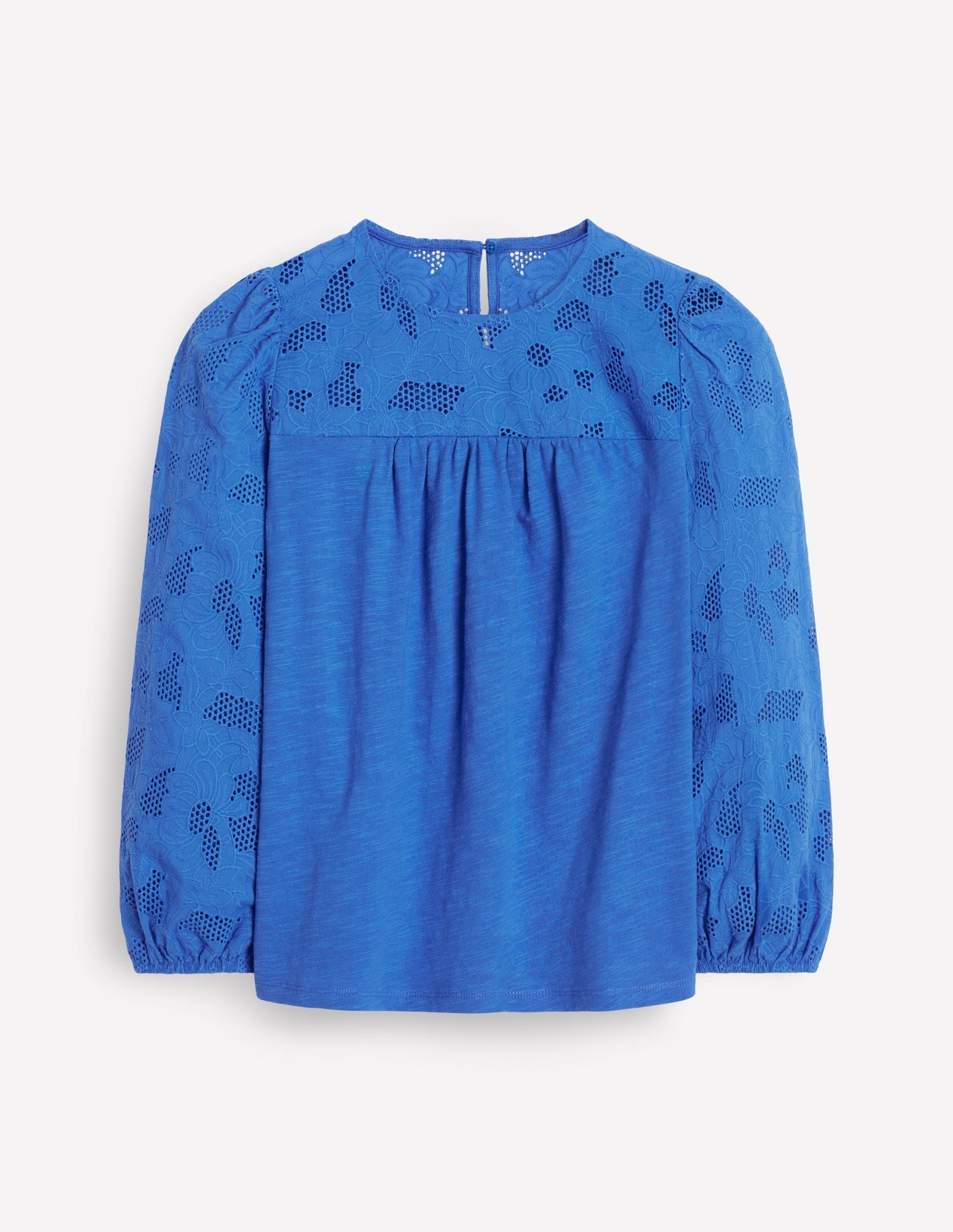 May Broderie Top - Cabana Blue