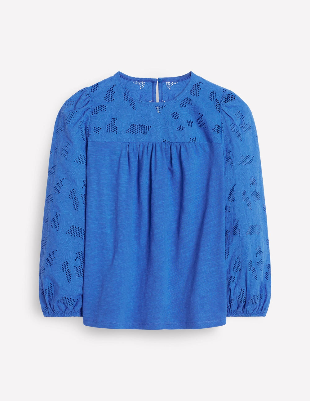 May Broderie Top - Cabana Blue