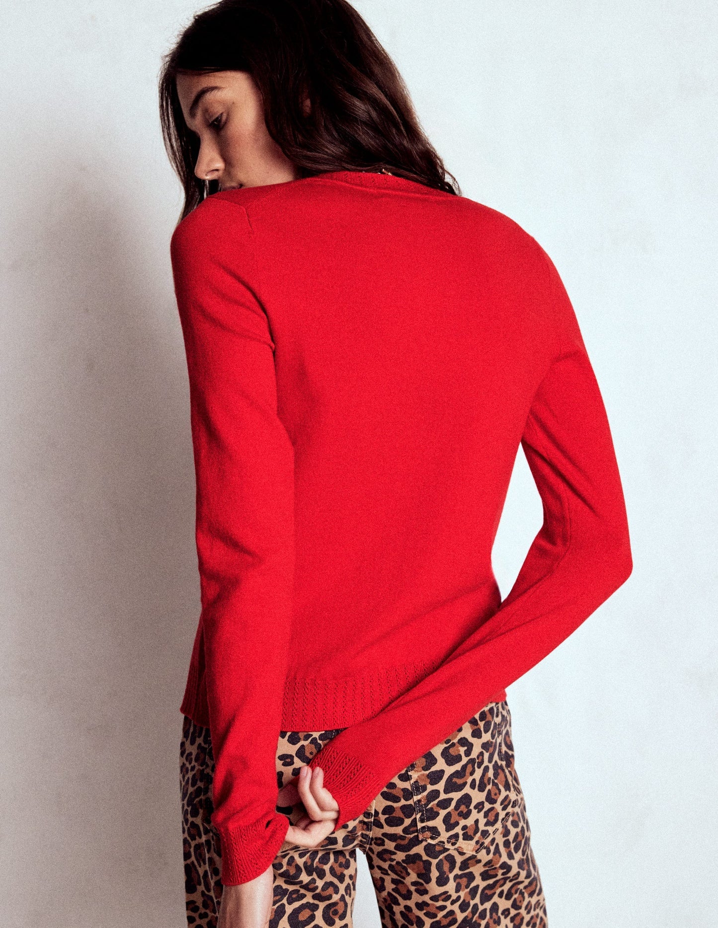 Emilia Cotton Crew Cardigan - Poppy Red