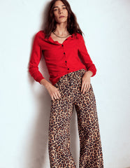 Emilia Cotton Crew Cardigan - Poppy Red