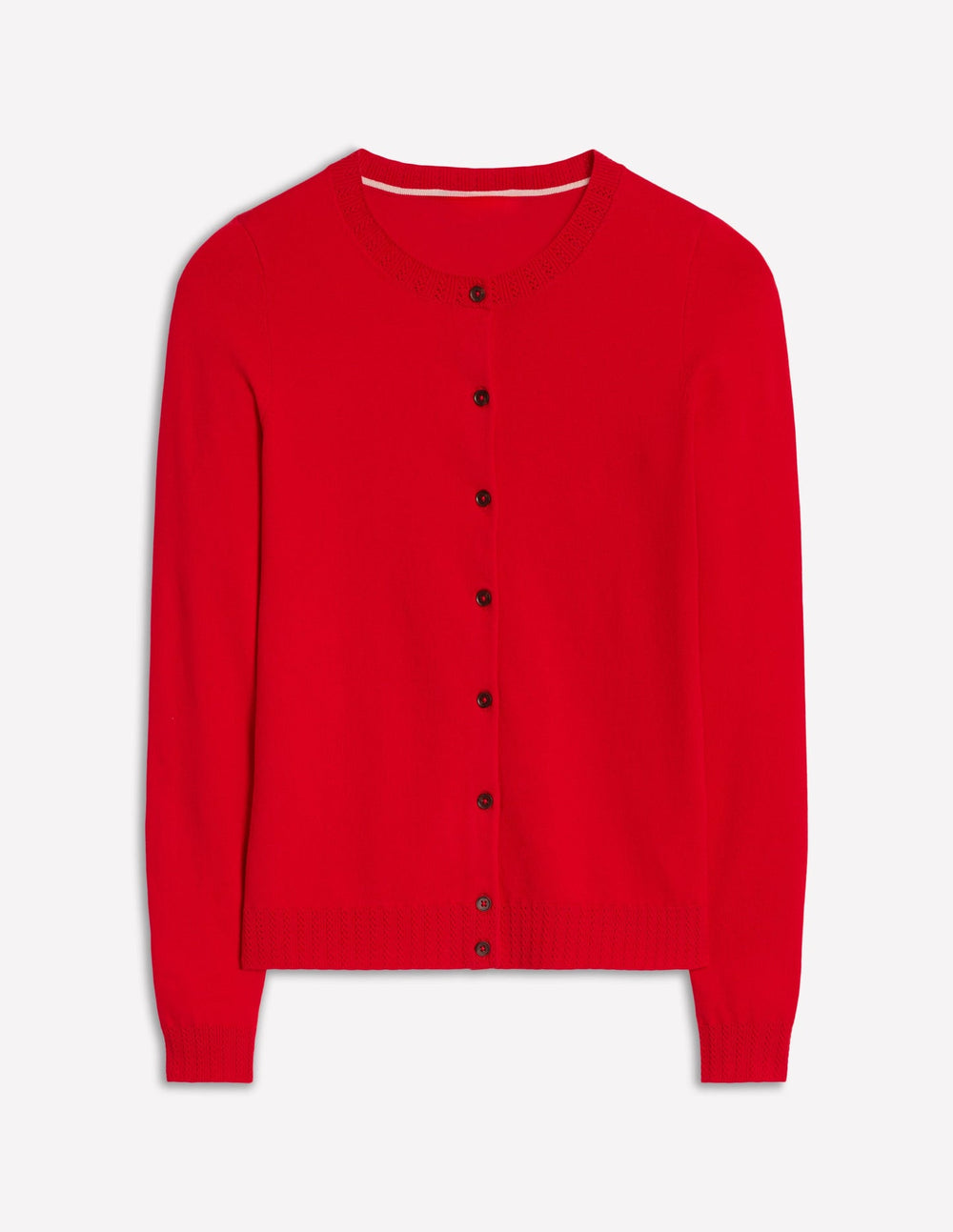 Emilia Cotton Crew Cardigan - Poppy Red