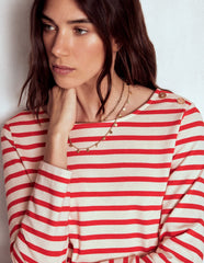 Button Mariner Breton - Ivory and Brilliant Red