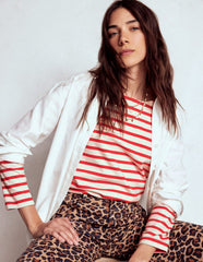 Button Mariner Breton - Ivory and Brilliant Red