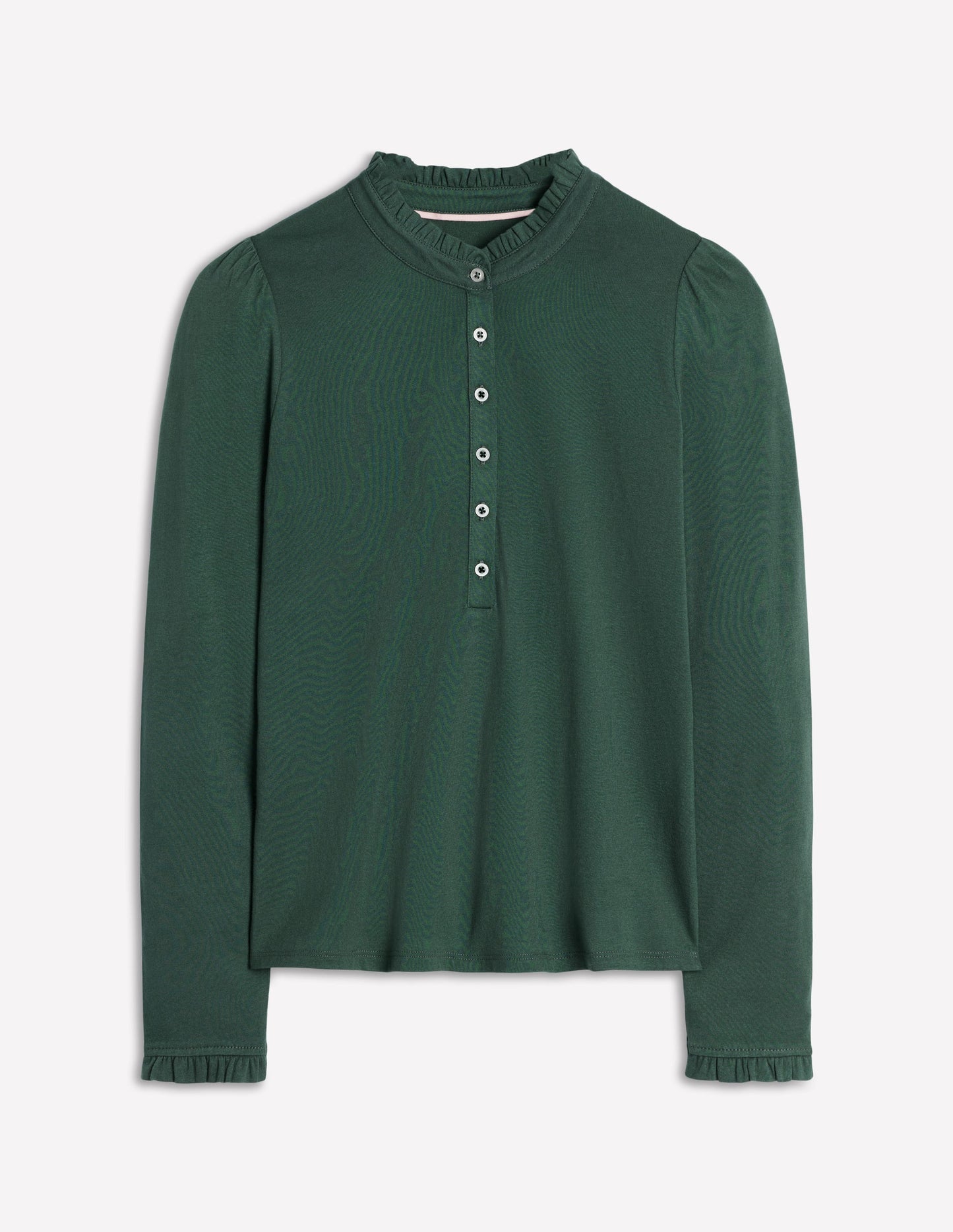 Supersoft Frill Henley Top - Green Pine
