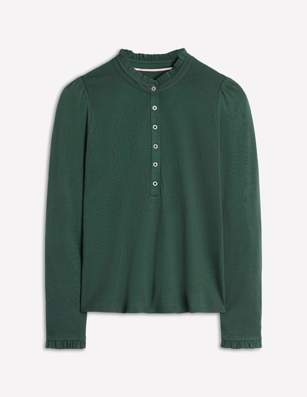 Supersoft Frill Henley Top - Green Pine