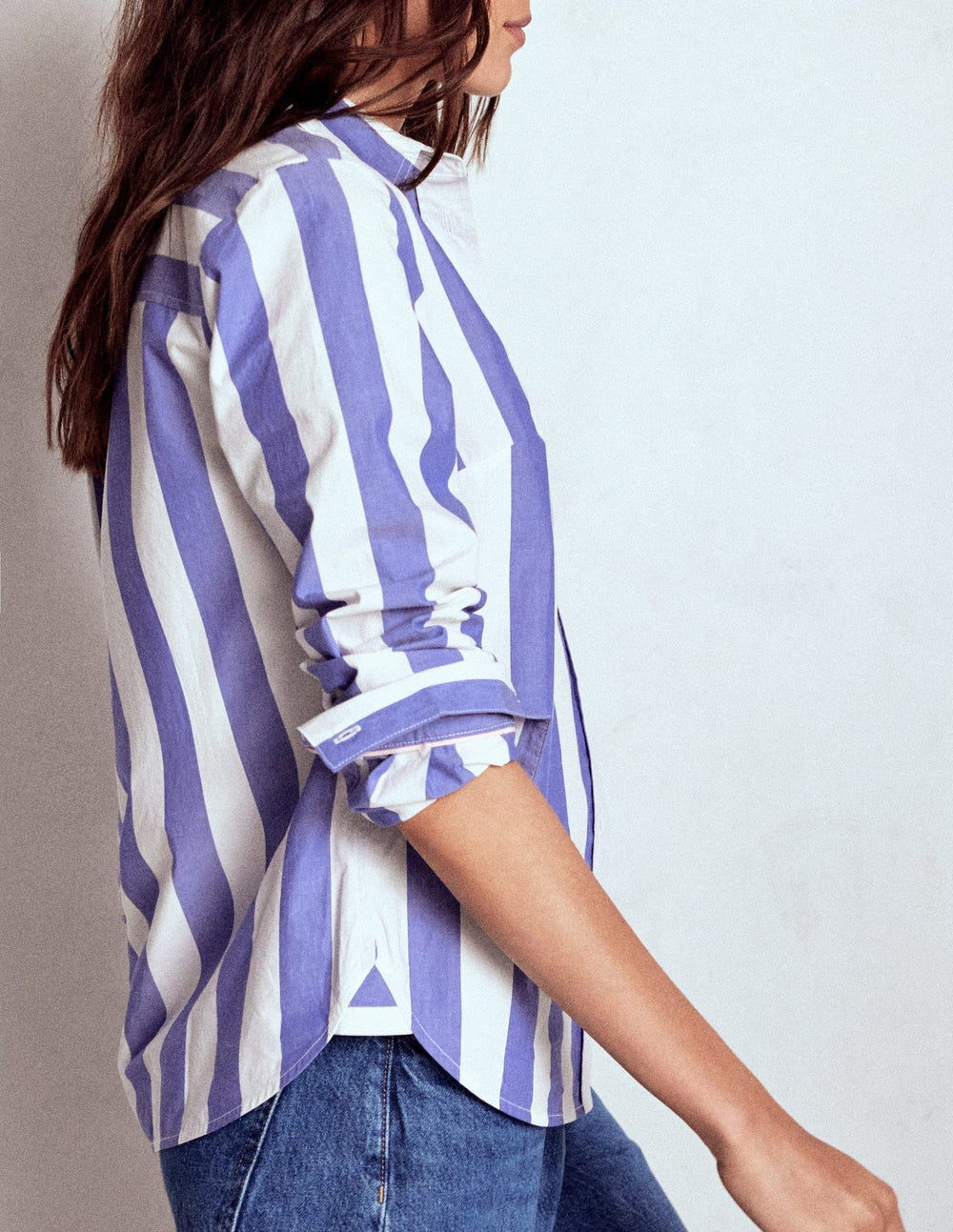 Sienna Cotton Shirt - Bright Blue and Ivory Stripe