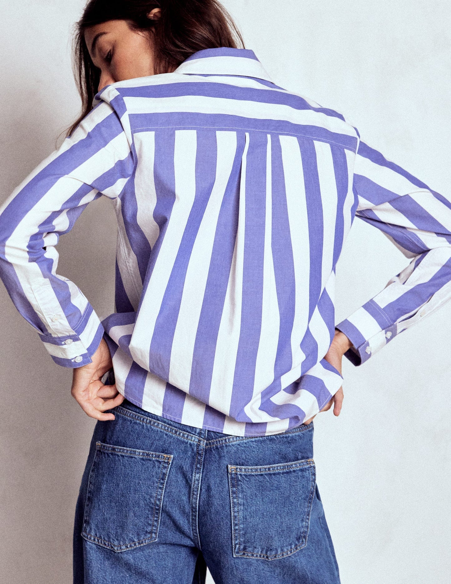 Sienna Cotton Shirt - Bright Blue and Ivory Stripe