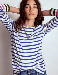 Olivia Long Sleeve Breton - Kingfisher Blue, Multi Cuff