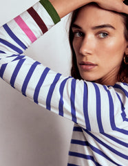 Olivia Long Sleeve Breton - Kingfisher Blue, Multi Cuff